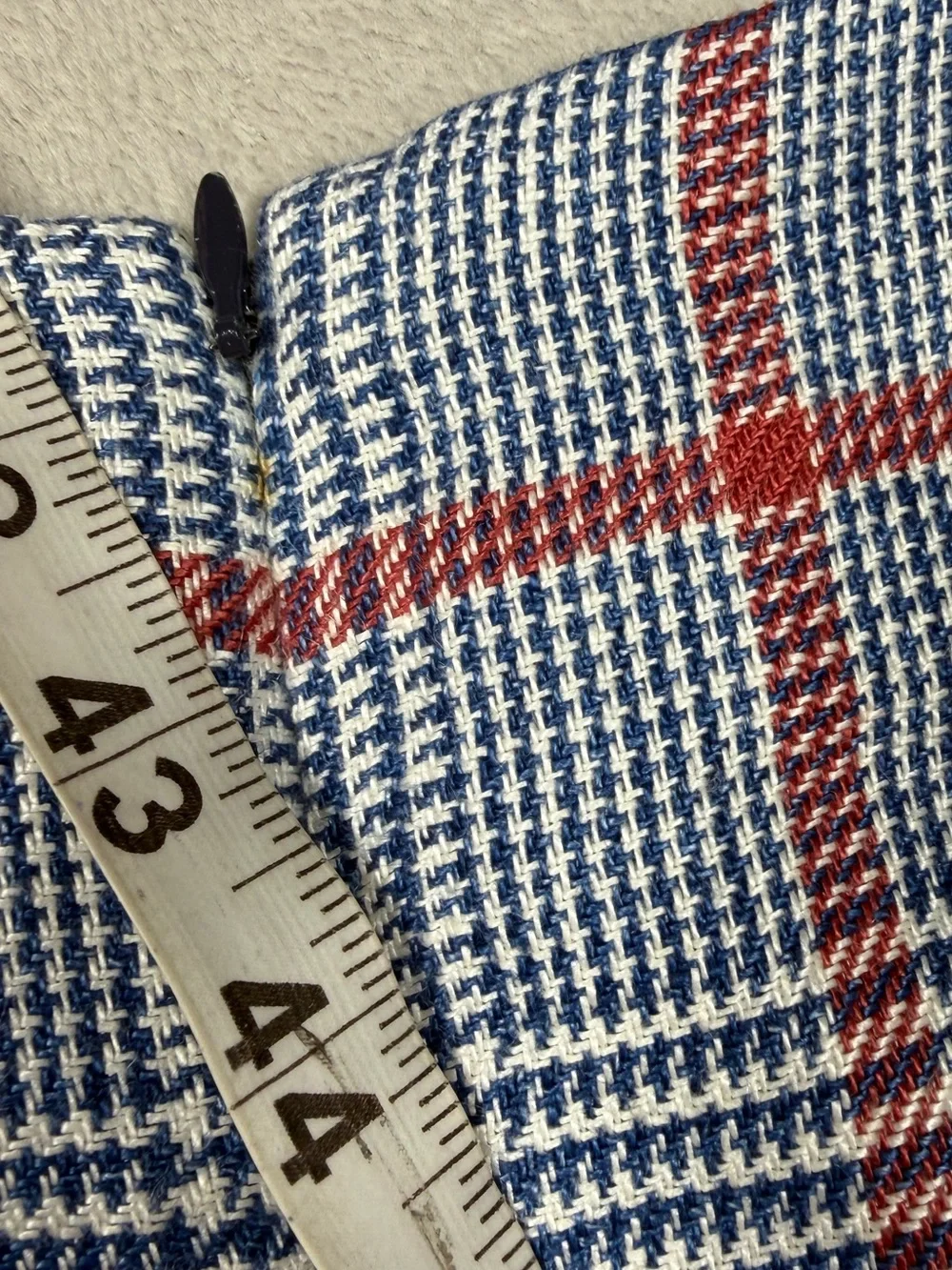 J.Crew Plaid 100% Linen Shift Cream Red Blue Academia Mini Dress Size 6